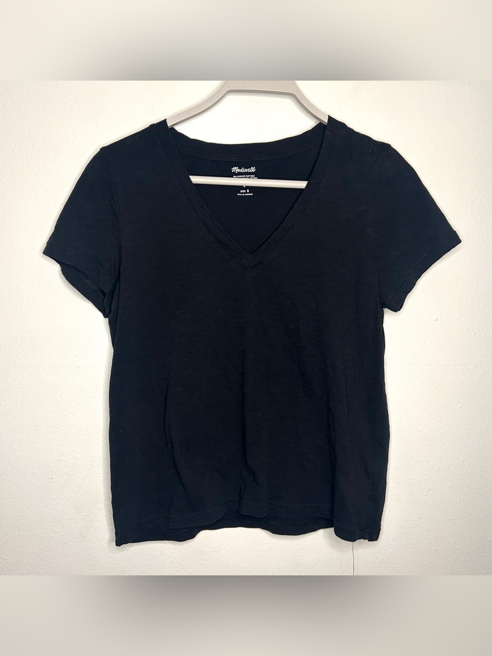 Madewell Size S Black Short-Sleeve V-Neck Tee
